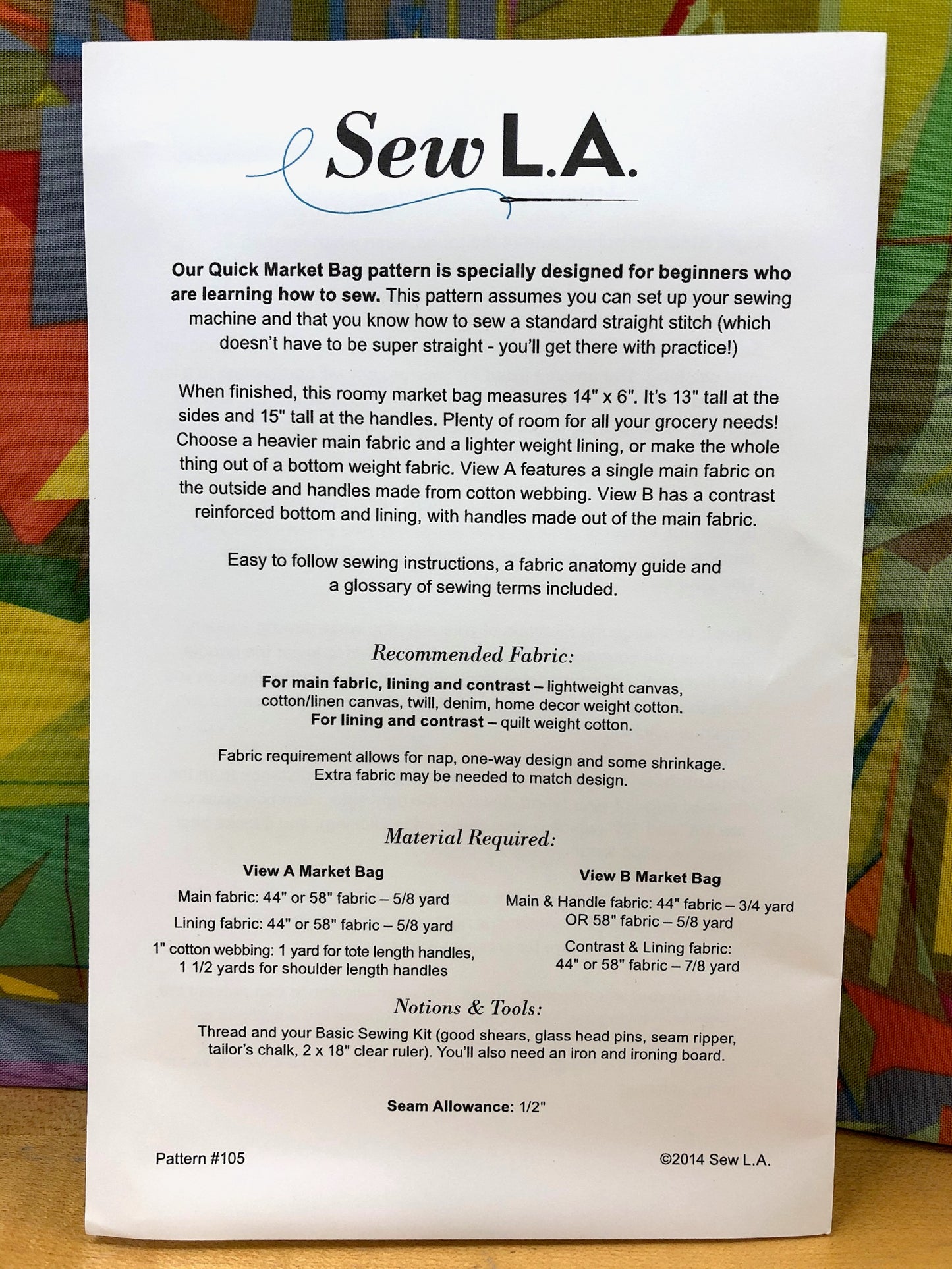 Sew L.A. Quick Market Bag Shaerie Mead Patternmaker